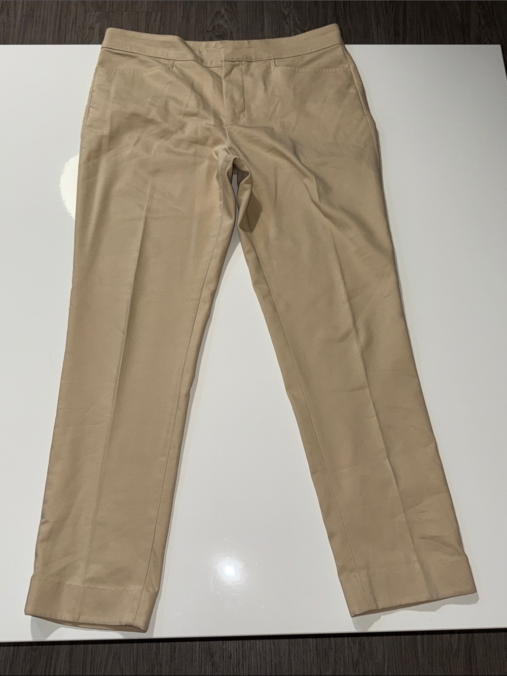Chaps Womens Khaki Trouser Pants Size 8 Cotton Blend Slim Fit